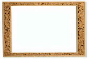 AI generated Wooden Frame With Beautiful Carved Illustrations photo