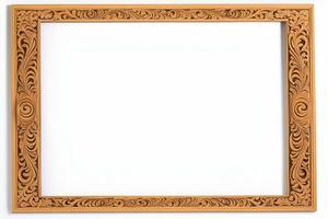 AI generated Wooden Frame With Beautiful Carved Illustrations photo