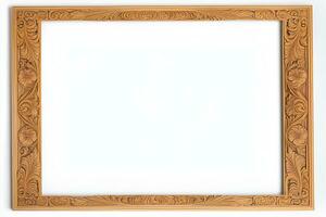 AI generated Wooden Frame With Beautiful Carved Illustrations photo