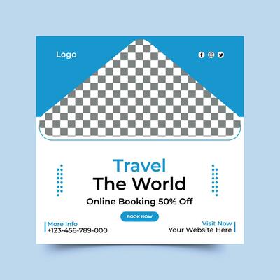 travel the world social media post template