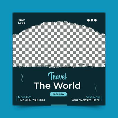 travel the world social media post template