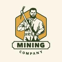 Vintage Hand Drawn Mining Company Logo Label vector