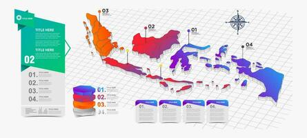 el mapa de Indonesia con el del país ubicación y información vector