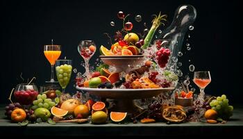 AI generated Impressive Food and fruit table photo