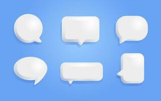 Set of 3D speech bubble. Empty text bubble in various shapes. 3D chat icon vector