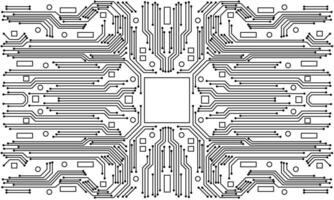 black circuit line technology pattern on white background vector
