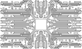 black circuit line technology pattern on white background vector