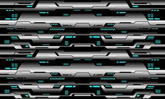 Abstract silver black cyber line geometric blue light power seamless pattern design modern futuristic technology background vector