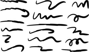 Vector set of hand drawn underline strokes isolated on white background.