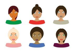Female with different hair styles. Vector clipart.