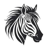 Zebra vector for logo or icon,clip art, drawing Elegant minimalist style, silhouette black and white