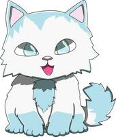 Winter Icy Blue Cat Vector Drawing Illustration