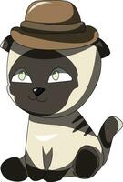 Detective Cat Kitten wearing fedora Vector Illustration Drawing Cartoon Cute