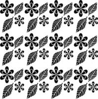 Vector seamless pattern in the form of black leaves and flowers on a white background