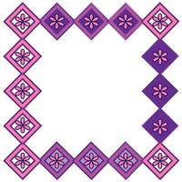 Vector abstract geometric frame in pink color on white background with floral pattern