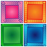 Set of four bright multi-colored vector frames