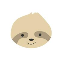 simple portrait sloth of wild baby animal. Vector illustration of cute animal face. Usable for baby background, print, poster, avatar.