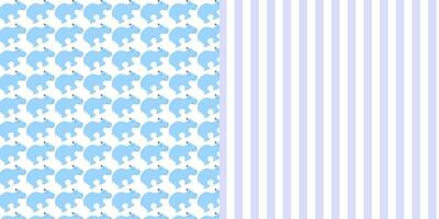 blue nursery pattern with hippo and stripes, can used for baby background. Vector illustration in bright colors.