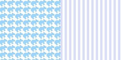 blue nursery pattern with hippo and stripes, can used for baby background. Vector illustration in bright colors.