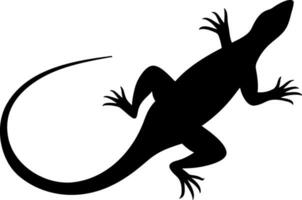 Black silhouette of a lizard isolated on a white background. Vector illustration. AI generated illustration.