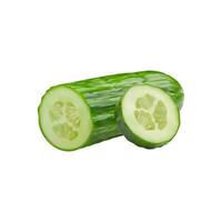 Realistic raw cucumber vegetable, slice and half vector