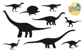 Dinosaurs, extinct lizards silhouettes collection vector