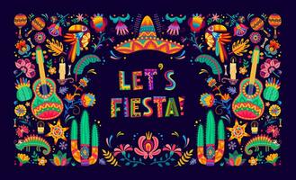 Let us fiesta mexican banner of Mexico holidays vector