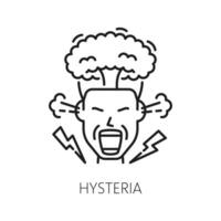 Hysteria, psychological disorder problem line icon vector