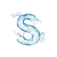 realista agua fuente, letra vector acuático a B C