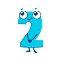 Cartoon funny math number two character vector