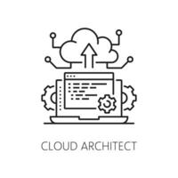 Cloud architect, IT specialist icon, data storage vector