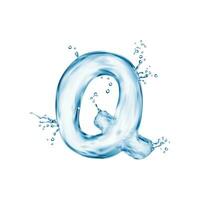 Realistic water font letter q liquid aqua typeface vector