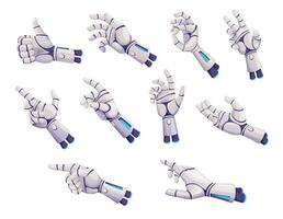 Robot hands, future cyborg or droid arms gestures vector