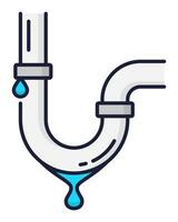 Color plumbing service icon with sink leakage vector