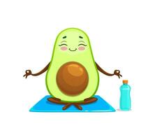 Cartoon Mexican cheerful avocado character on yoga vector