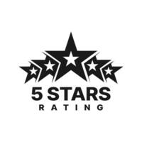 Five star rating, best award icon or badge vector