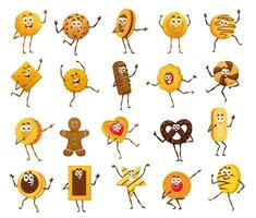 Cartoon cookie, cracker and gingerbread characters vector