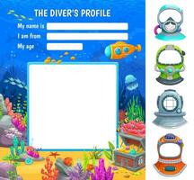 Frogman or diver social network profile form vector