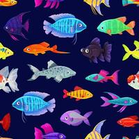 dibujos animados acuario gracioso peces sin costura modelo vector