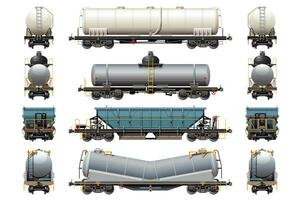 Various Freight Car, Train Cargo Wagons vector