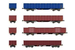 Various Gondola, Freight Car, Train Cargo Wagons vector