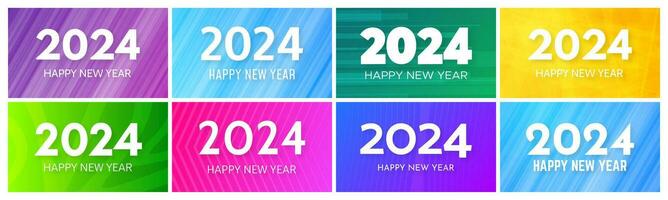 2024 Happy New Year on colorful backgrounds vector