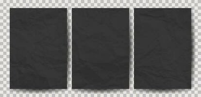 Set of A4 pages crumpled paper vector