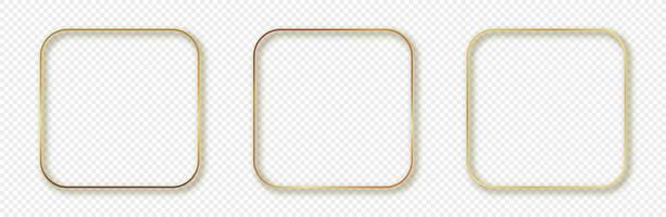 Gold glowing rounded square frame vector