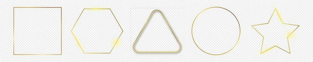 Gold glowing different geometric shape frame vector