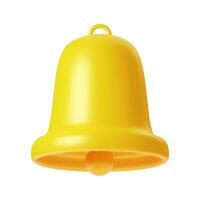 Notification 3D icon. Cute yellow bell. 3D Model render for design. Email web symbol, mobile phone app, template, copy space. Vector illustration