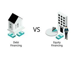 debt financing compare with equity financing vector