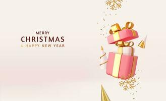 3d New Year and Christmas design. vector