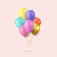 3d Realistic Colorful Happy Birthday Balloons Flying for Party and Celebrations vector