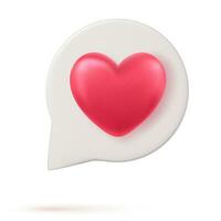 3d social media notification love like heart icon in white pin isolated on white background with shadow 3D rendering. Vector illustration